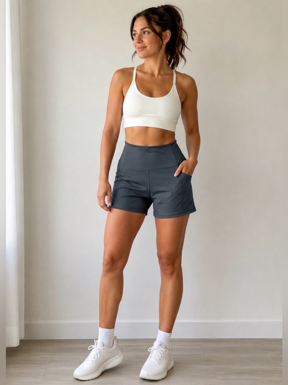 Aeropostale Charcoal Gray High-Waist Athletic Shorts for Women